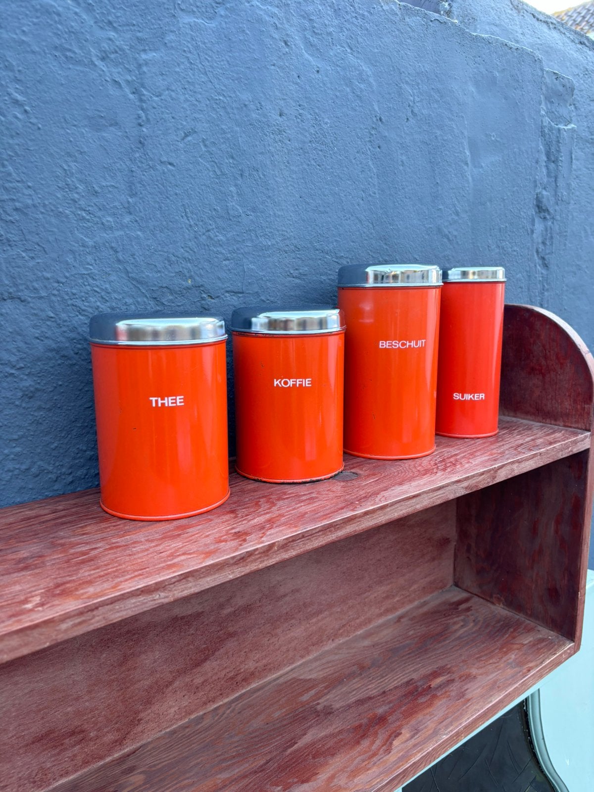 4 Vintage Brabantia Voorraadbussen – Retro Oranje (70s), Ophalen of Verzenden, Zo goed als nieuw