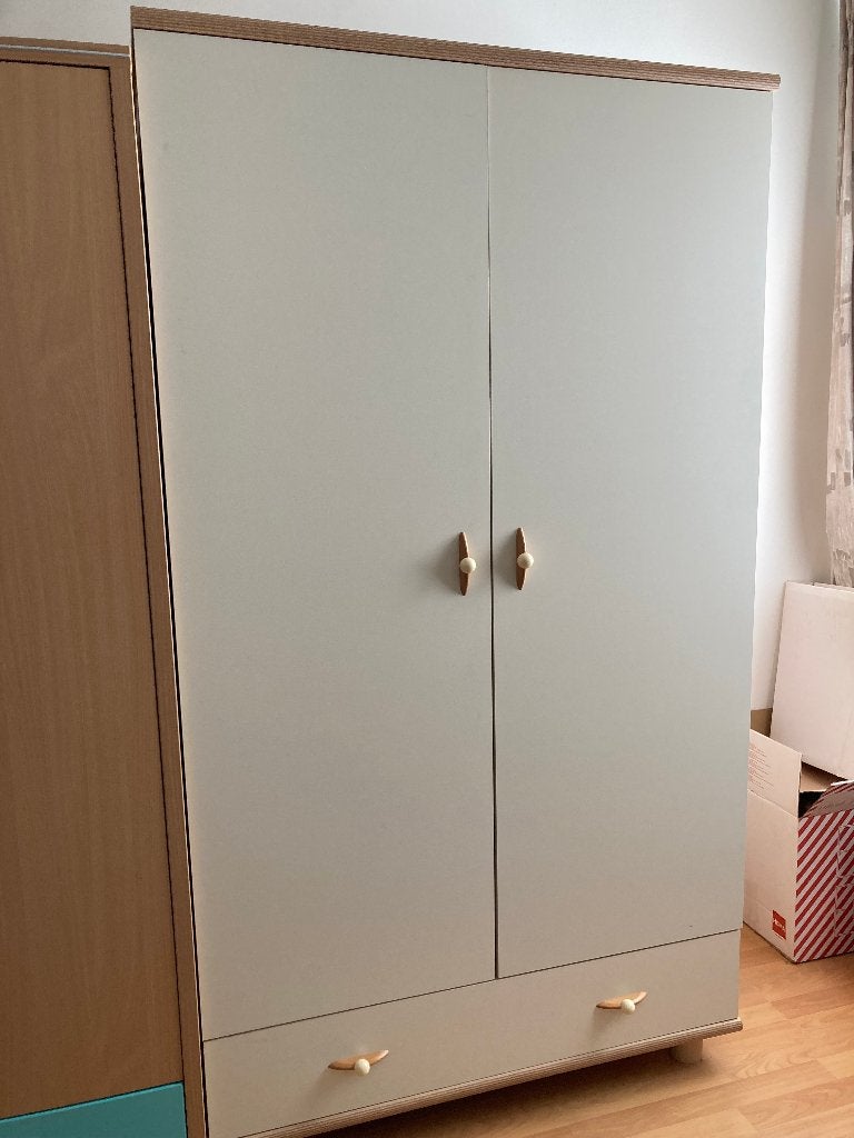Kledingkast, Beuken met lichtgeel, Gebruikt, 100 tot 150 cm, 150 tot 200 cm