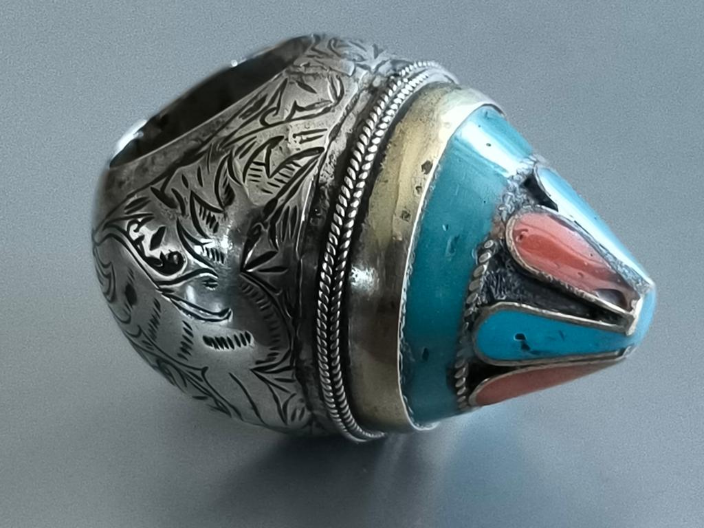 Tibetaanse/Afghaanse zilveren ring 925, Ophalen of Verzenden, Zilver