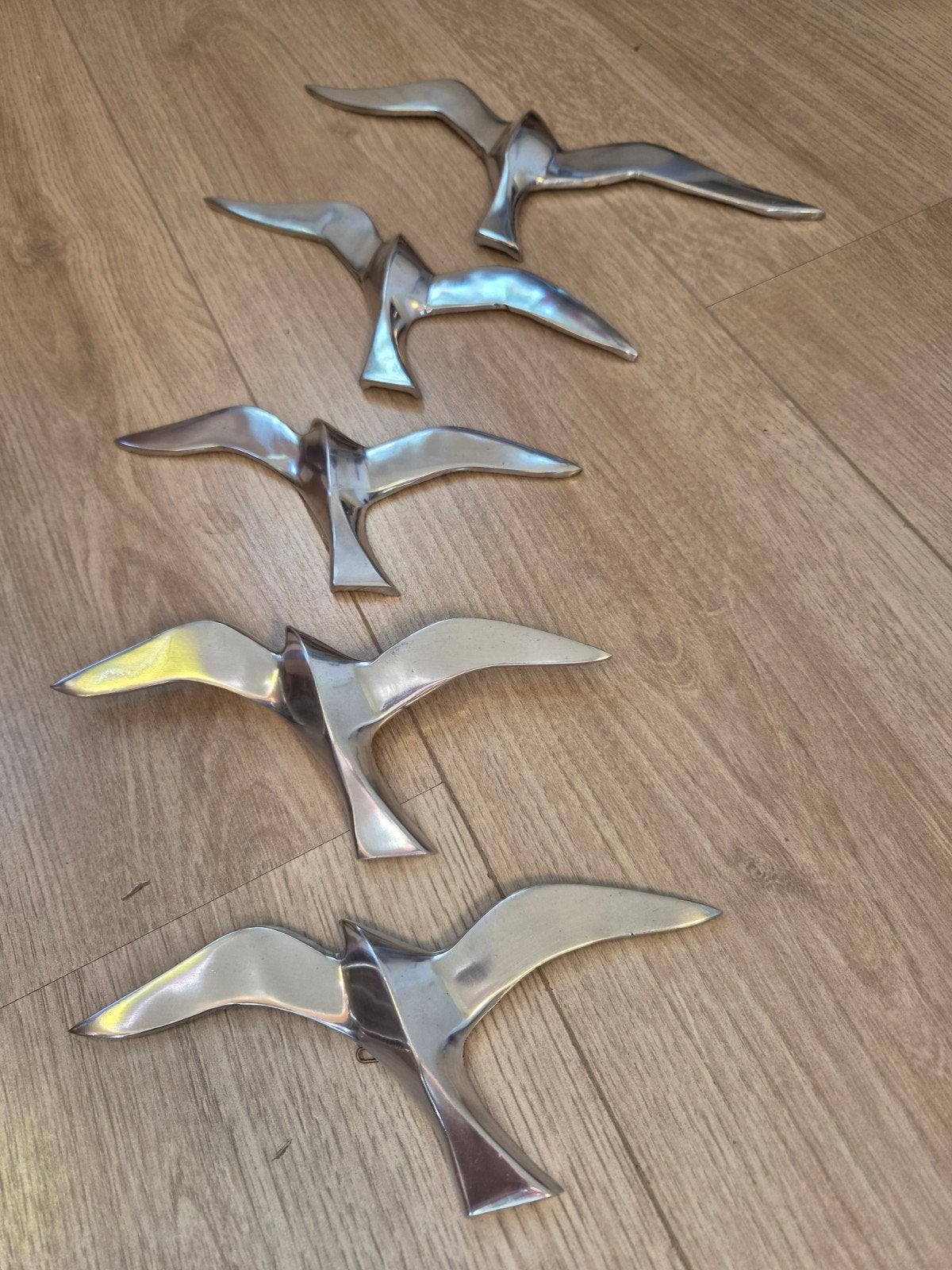 Vintage Aluminium Vogels Wanddecoratie - Set van 5, Ophalen of Verzenden
