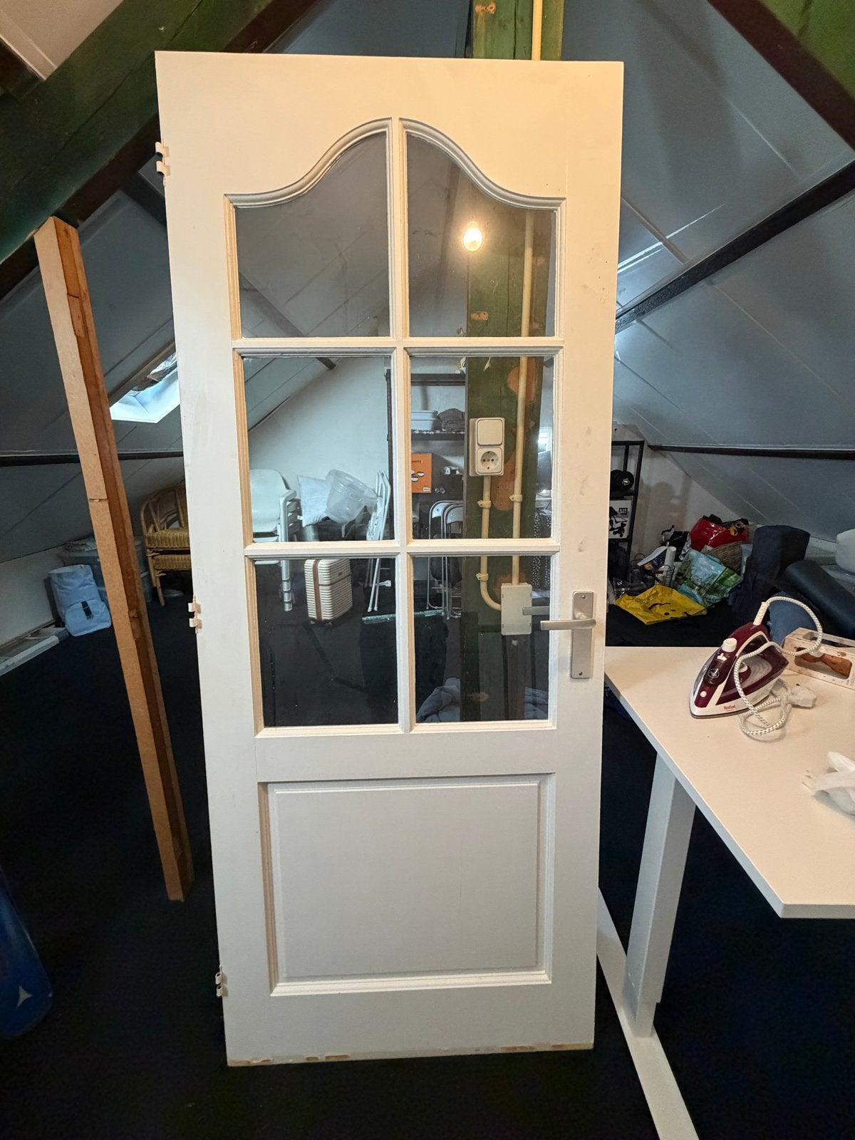 Binnendeur met glas 200x80 cm, Ophalen, Gebruikt, 80 tot 100 cm, Binnendeur