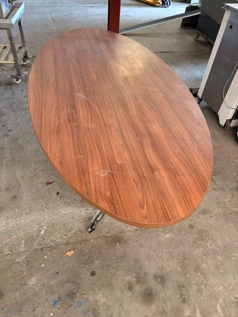 Grote Ovale tafel 210x100 cm op Gietijzeren Onderstel., Huis en Inrichting, Tafels | Eettafels, Gebruikt, 200 cm of meer, Vijf personen of meer