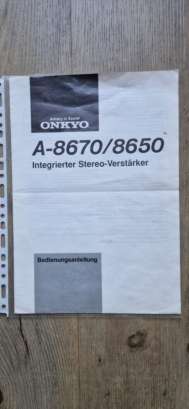 Gebruiksaanwijzing Onkyo Integra A-8670-8650, Ophalen of Verzenden, 120 watt of meer, Onkyo