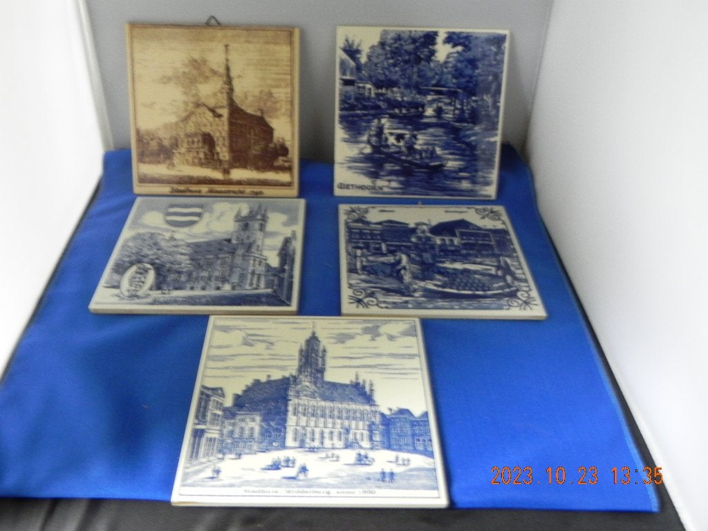 4 Delfts blauwe tegels, Ophalen of Verzenden