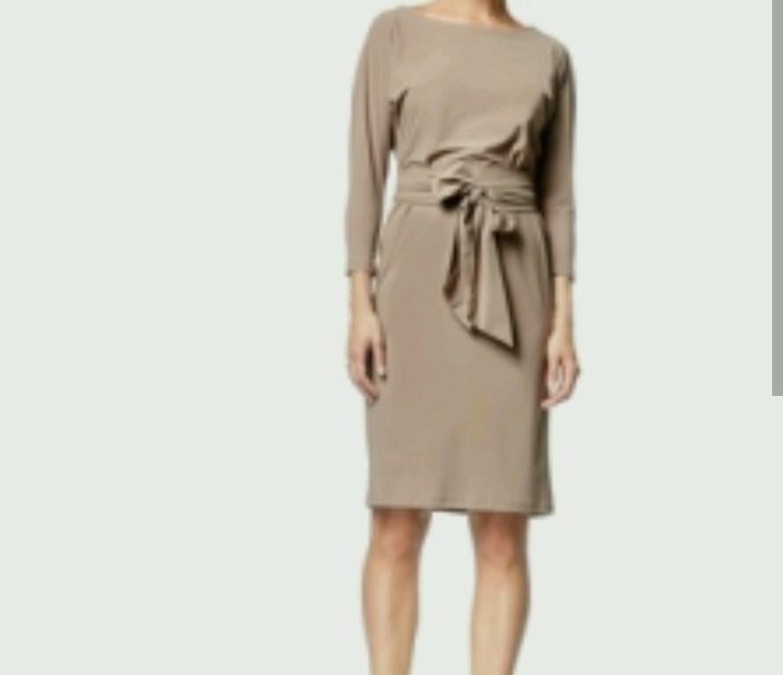 Taupe kleurige jurk ladress caroline mt l Travelstof, Kleding | Dames, Overige kleuren, Verzenden, Maat 42/44 (L), Zo goed als nieuw