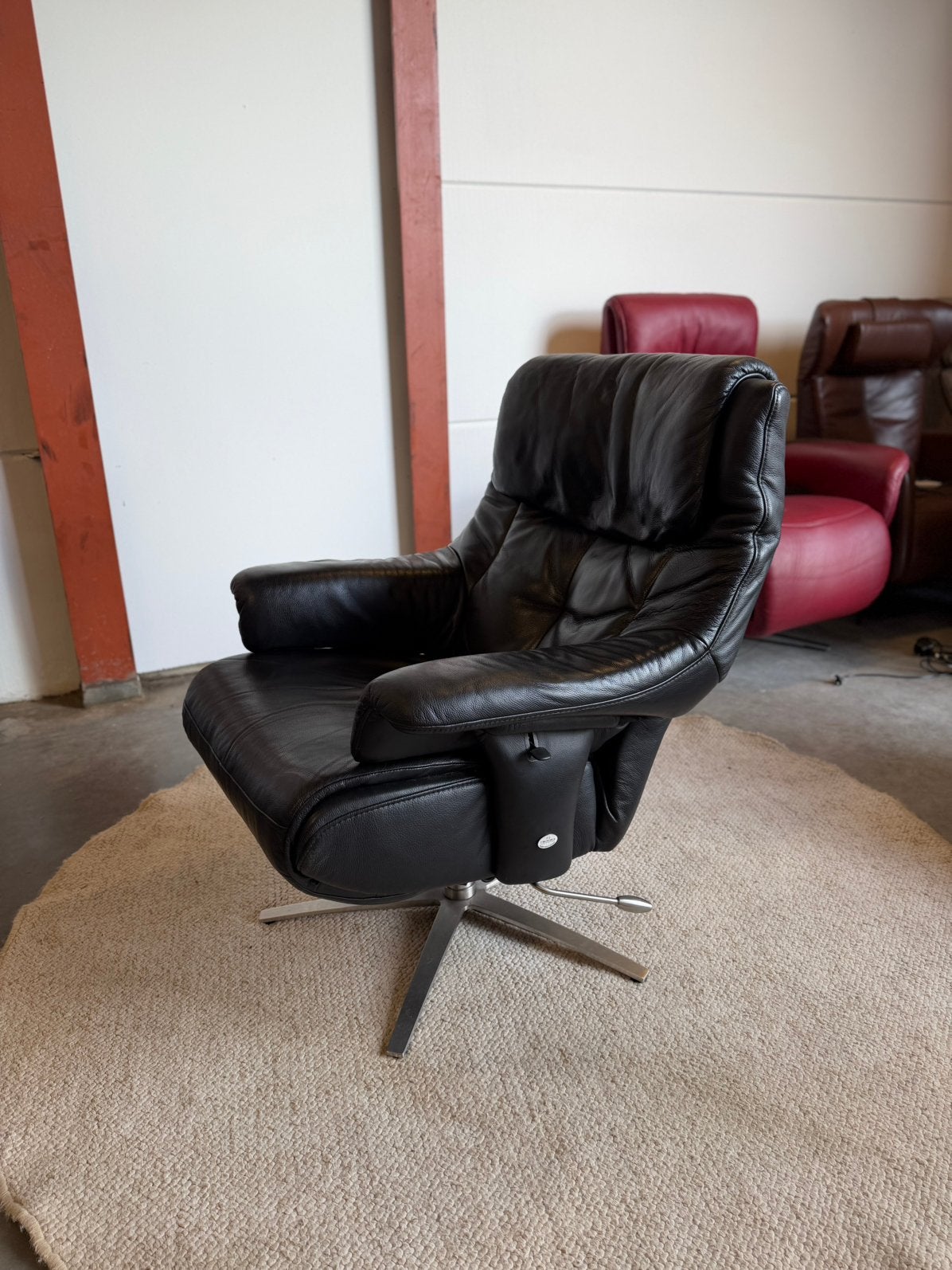Relax leren fauteuil stoel design zwart leer Himolla, Design, Mariansoliak8@gmail.com, Zo goed als nieuw, 75 tot 100 cm
