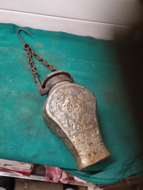 blik midden oosterse tinnen met ketting vintage, Verzamelen, Blikken, Ophalen of Verzenden