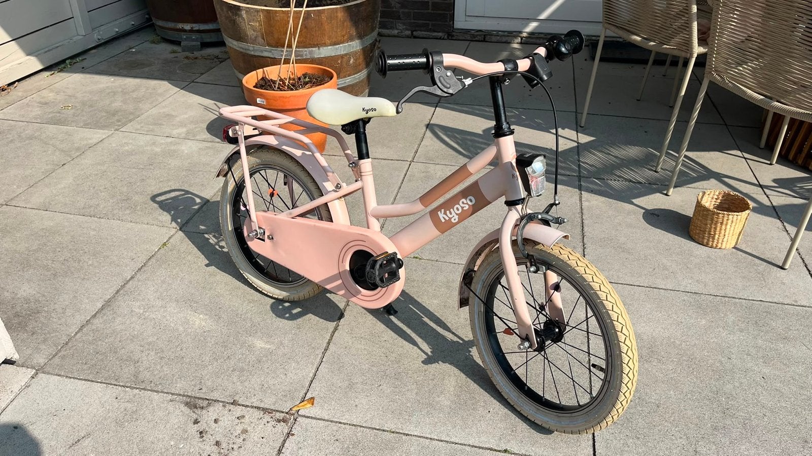 Kyoso kinderfiets 16 inch - Roze, Ophalen, Gebruikt, Terugtraprem, 16 tot 20 inch