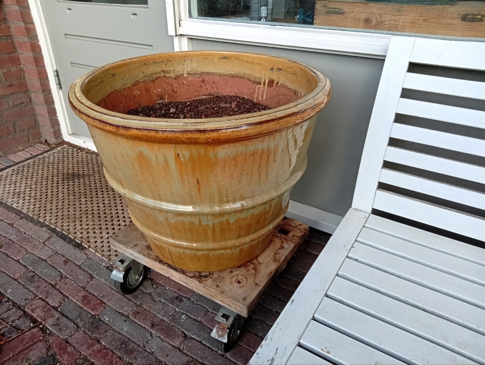 Uitzonderlijk grote keramieken bloempot vintage, Tuin en Terras, Bloembakken en Plantenbakken, Ophalen, Overige materialen, Rond