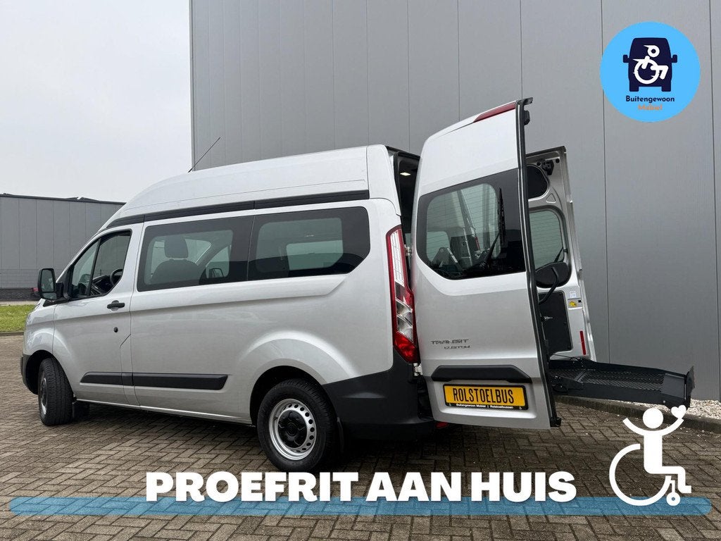Ford Transit Custom L1H2 Rolstoelbus | Weinig gereden| 4 per, Auto's, Voorwielaandrijving, 12 maanden, Gebruikt, Zwart