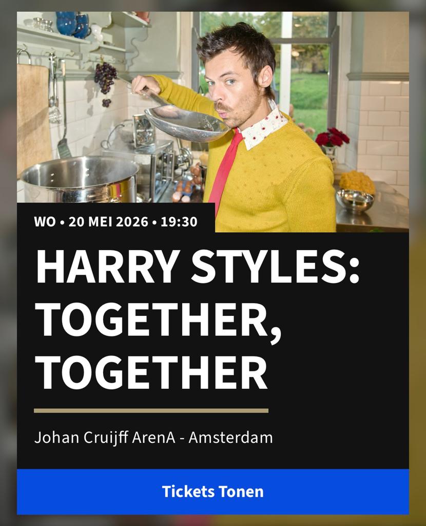 Harry Styles 3 kaartjes zitplekken 20 mei 2026 Amsterdam, Tickets en Kaartjes, Evenementen en Festivals, Drie personen of meer