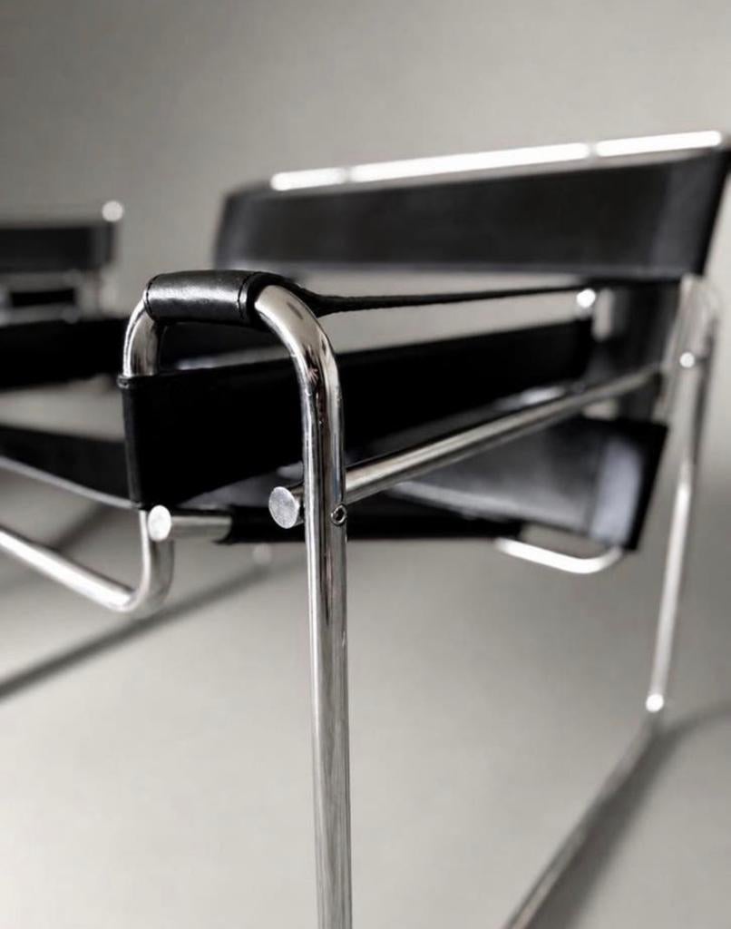 2 Vintage Wassily Chairs, Marcel Breuer, Fasem, Italy ca80s, Ophalen, Minder dan 50 cm, -, -