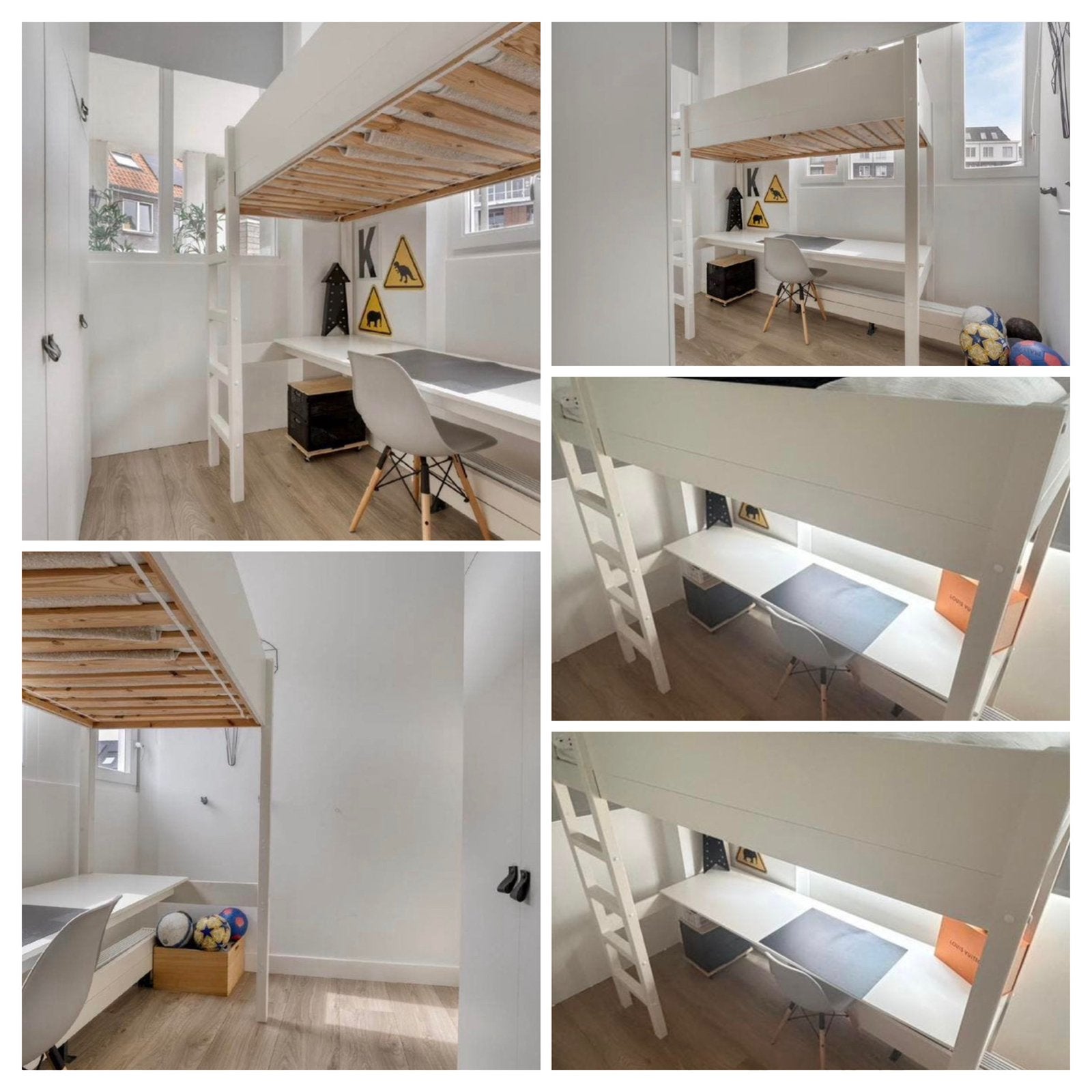Prachtige witte hoogslaper met ladder en onder een bureau, Kinderen en Baby's, Kinderkamer | Stapelbedden en Hoogslapers, Ophalen of Verzenden