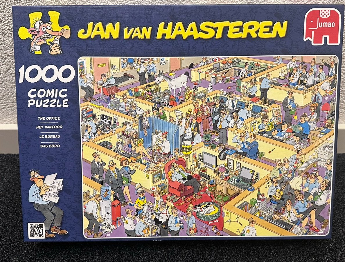 HET KANTOOR Jan van Haasteren puzzel 1000 stukjes, Ophalen of Verzenden, 500 t/m 1500 stukjes, Zo goed als nieuw, Legpuzzel