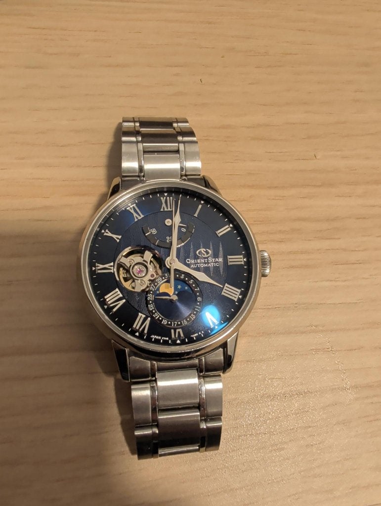 Orient Star M45 F7 Mechanical Moon Phase (RE-AY0103L), Sieraden, Tassen en Uiterlijk, Horloges | Heren, Overige merken, Staal