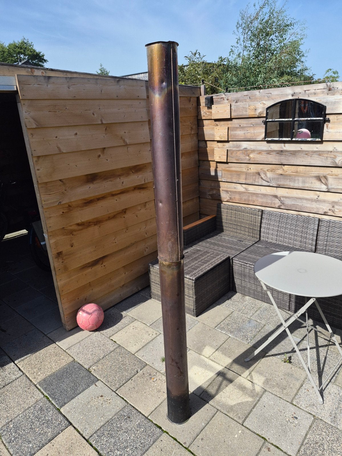roest vrij stalen kachelpijp 2 delen, Tuin en Terras, Tuinhaarden, Ophalen