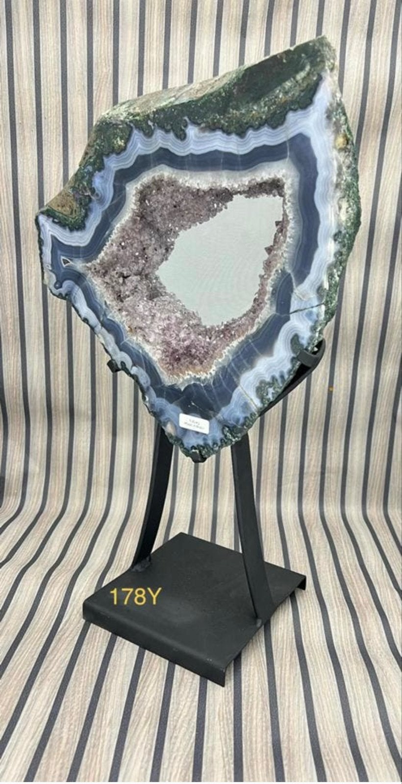 Agaat / Amethist Geode met Spiegel uit Brazilië, Verzamelen, Mineralen en Fossielen, Ophalen, Mineraal