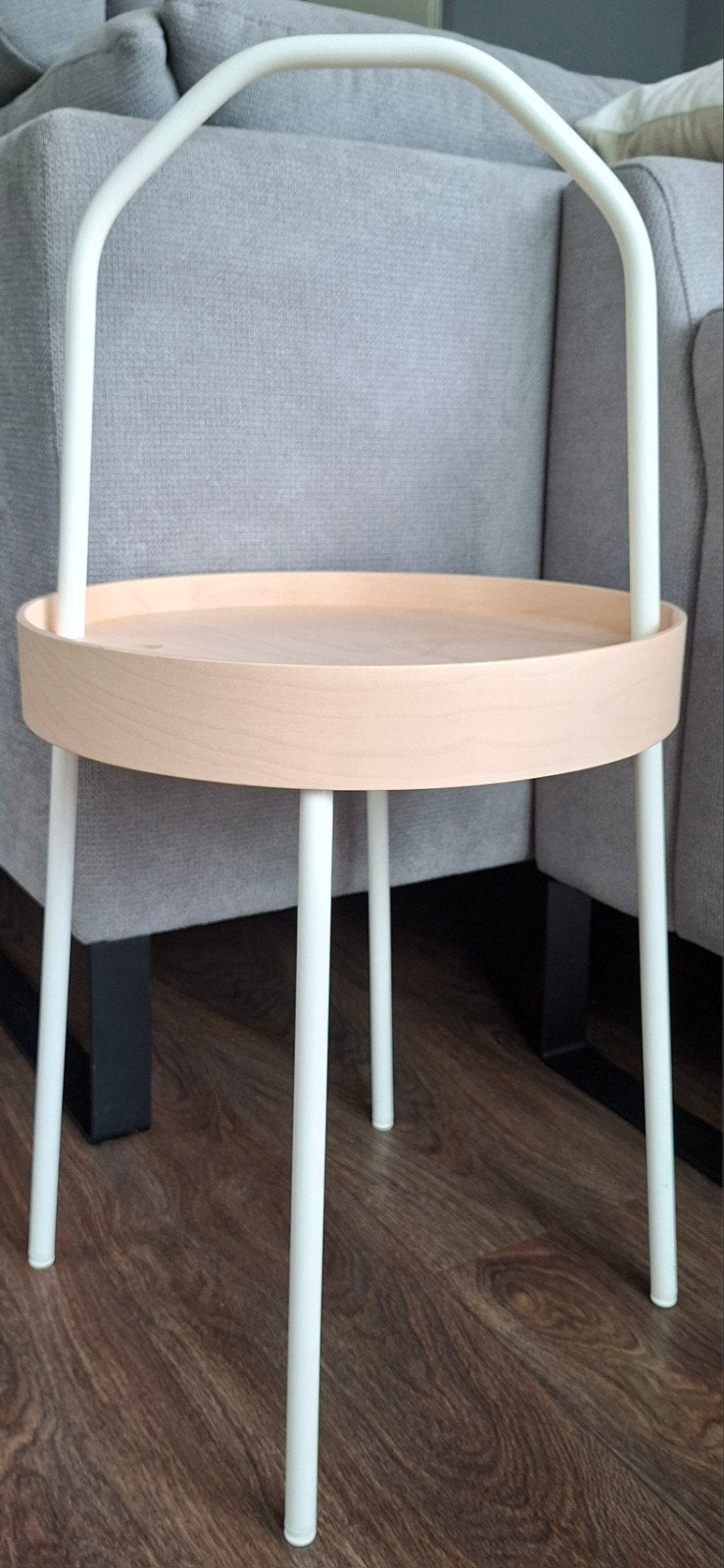 IKEA BURVIK bijzettafel - Wit/Hout, Minder dan 55 cm, Gebruikt, Modern, Scandinavisch, Rond
