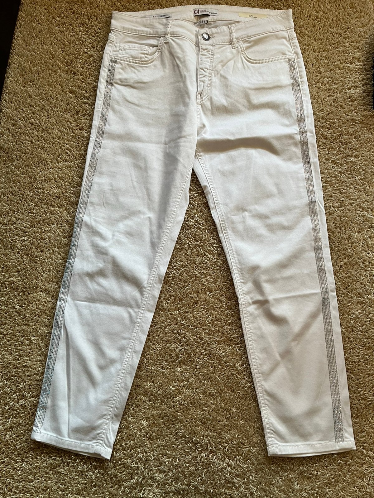 Gaudi jeans luxe skinny broek alicia wit strass mt. 31, Maat 38/40 (M), Wit, Ophalen of Verzenden, Zo goed als nieuw