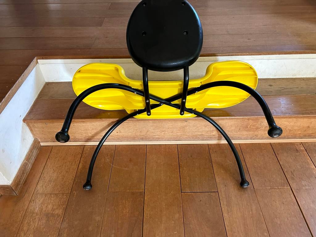 Vintage PS Stijl Krukje/Bijzettafel - Geel & Zwart, Huis en Inrichting, Stoelen, Ophalen, Kunststof, Gebruikt, Zwart