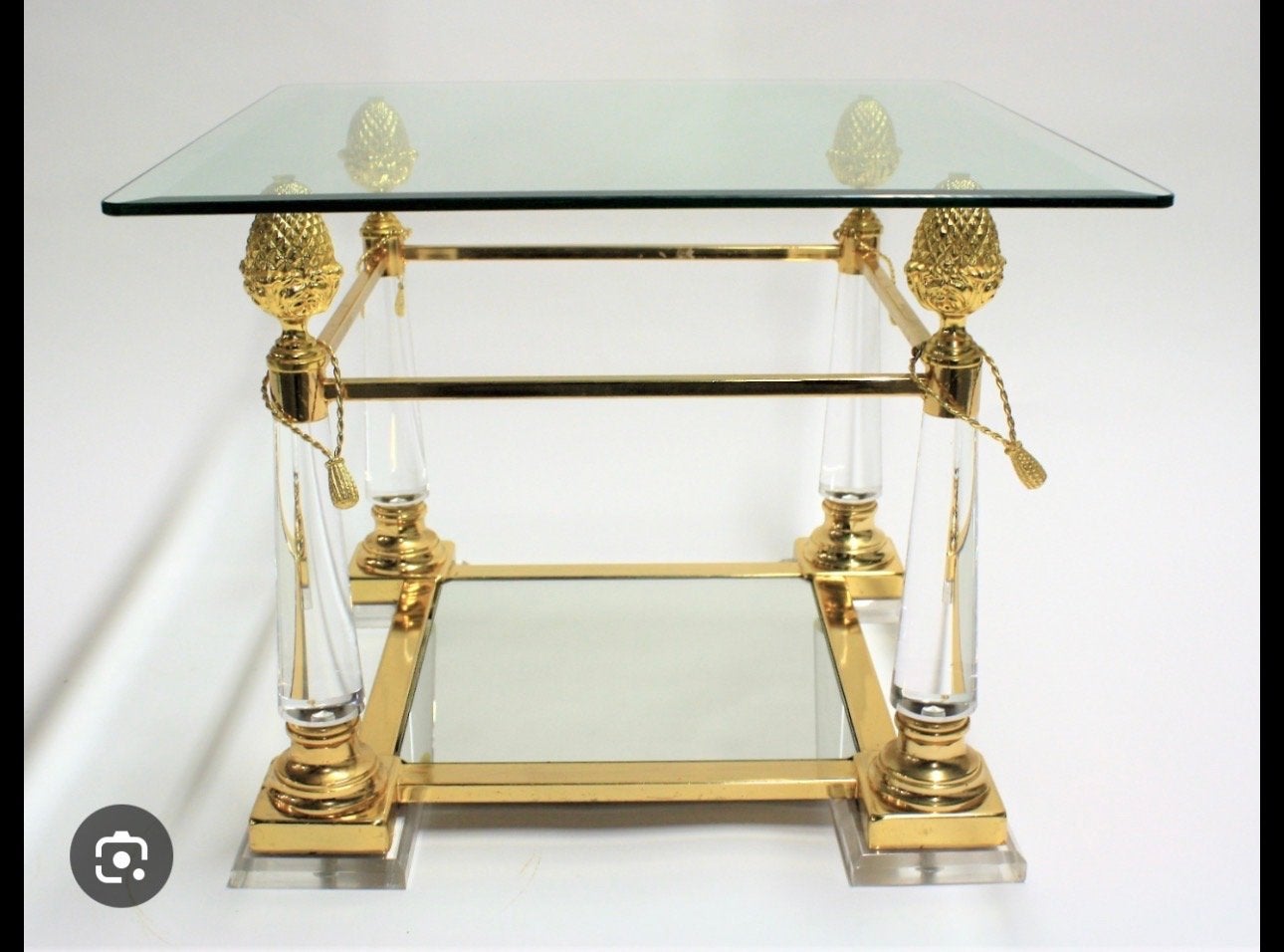 Vania Denneappel Tafel Bladgoud 60x60 Barok Stijl, 50 – 75, Gebruikt, Vierkant, Metaal