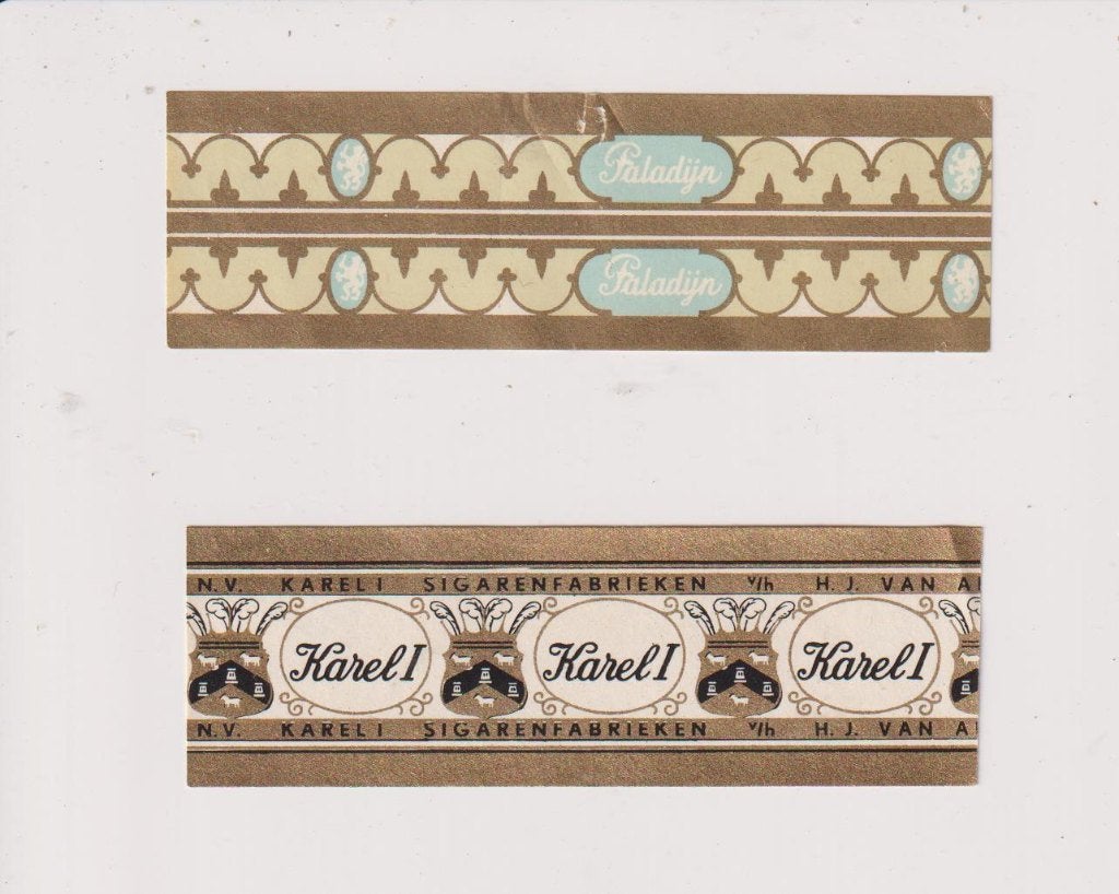 sigarenbanden - etiket - KAREL 1 + PALADIJN, Verzamelen, Ophalen of Verzenden, Zo goed als nieuw, Sigarenbandjes