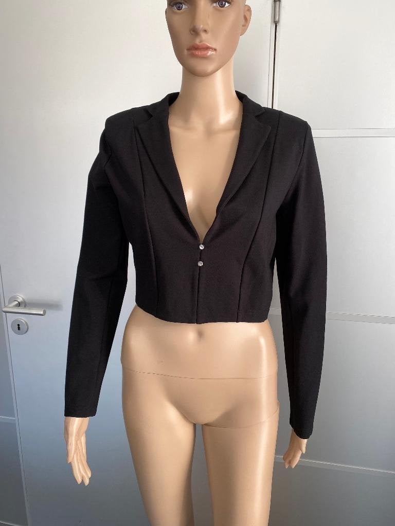 J616 Juffrouw Jansen maat M=38/40 kort jasje blazer colbert, Maat 38/40 (M), Zwart, Ophalen of Verzenden, Zo goed als nieuw