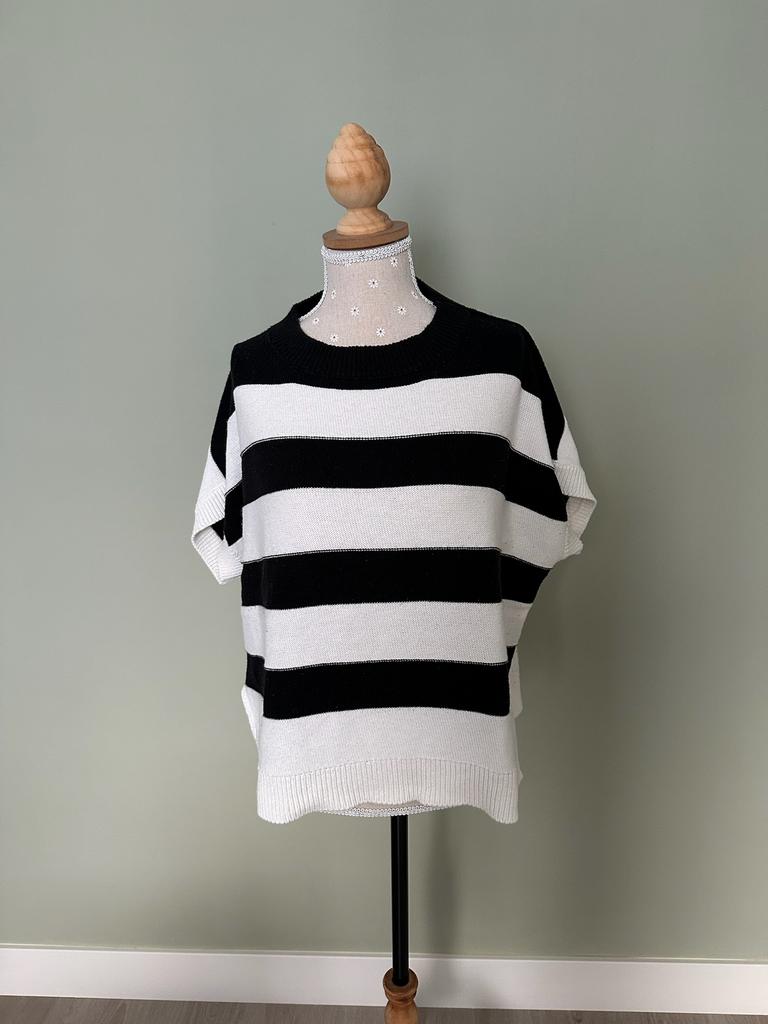 Spencer trui oversized maat 40 zwart creme, Verzenden, Zo goed als nieuw, Maat 38/40 (M), Zwart