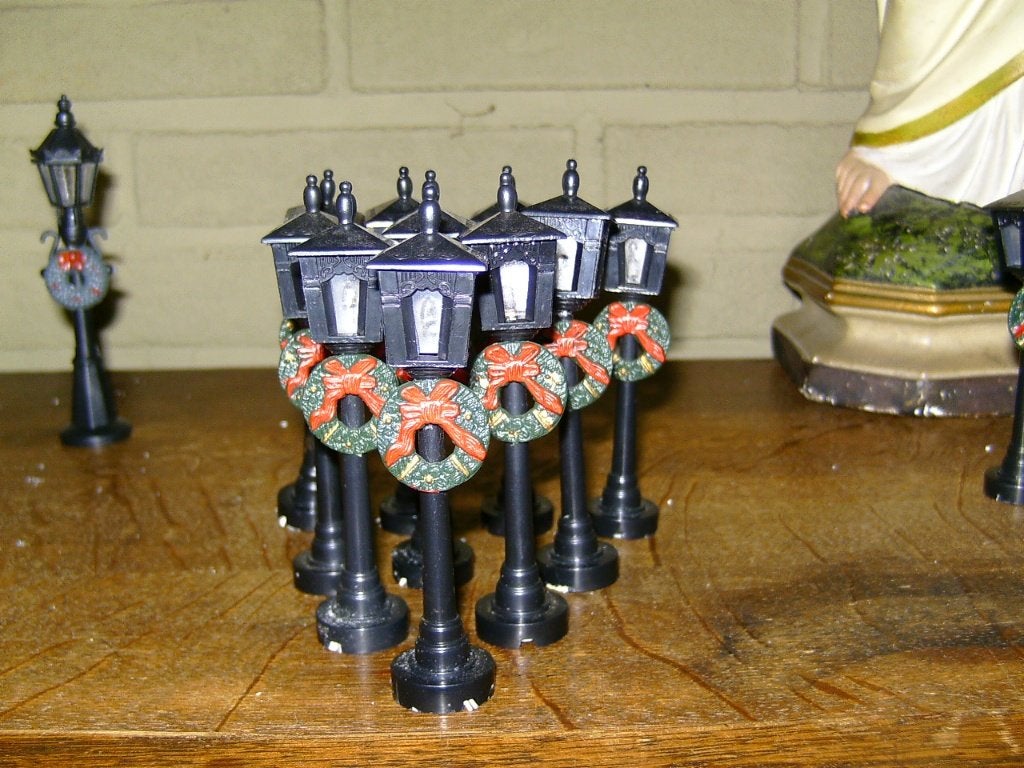 kerst lantaarnpalen voor kerstdorp 20 stuk vintage intratuin, Ophalen of Verzenden, Gebruikt
