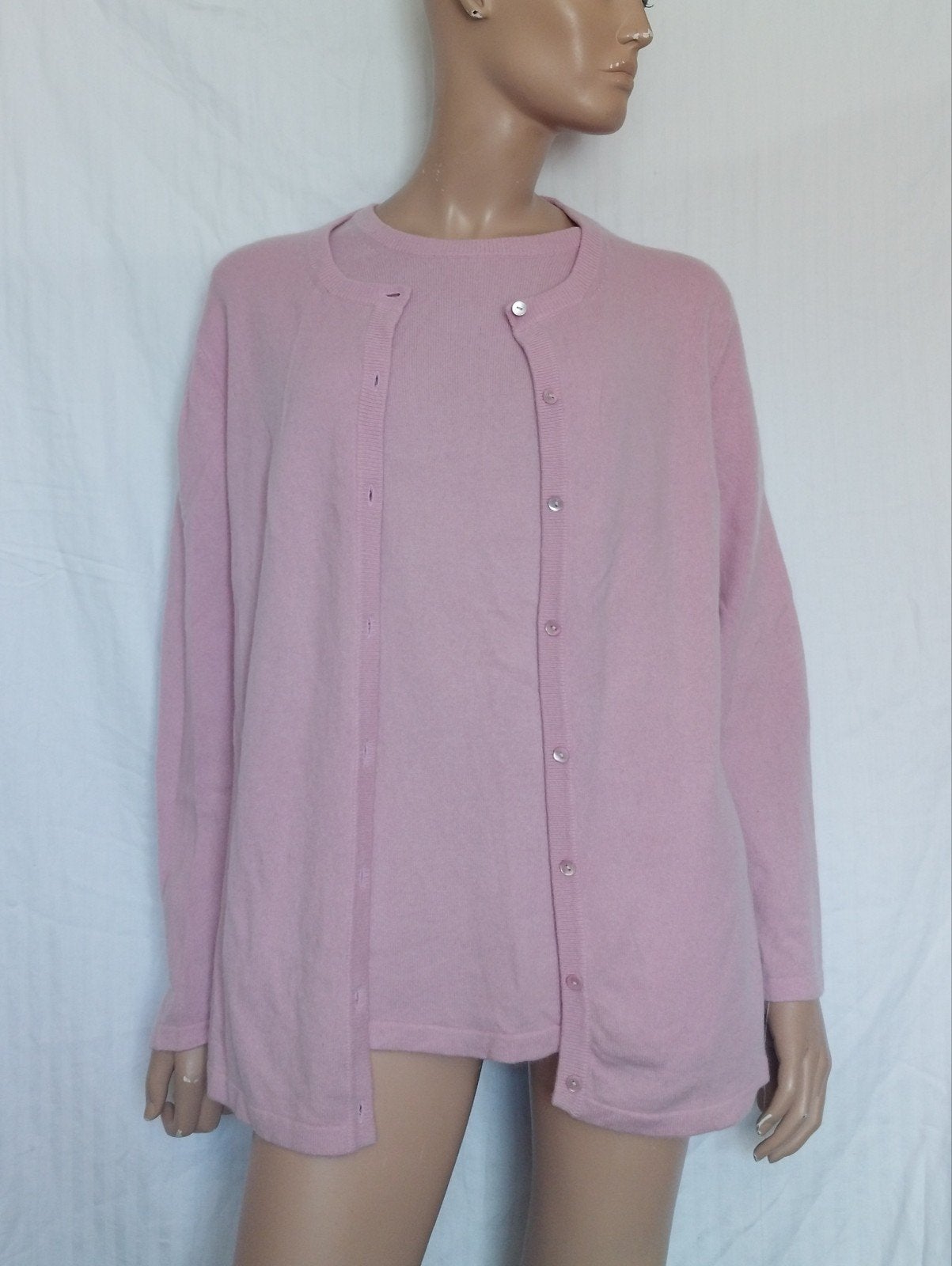 PETER HAHN CASHMERE Twinset,  Maat 42 - 44, Kleding | Dames, Ophalen, Zo goed als nieuw, Maat 42/44 (L), Roze