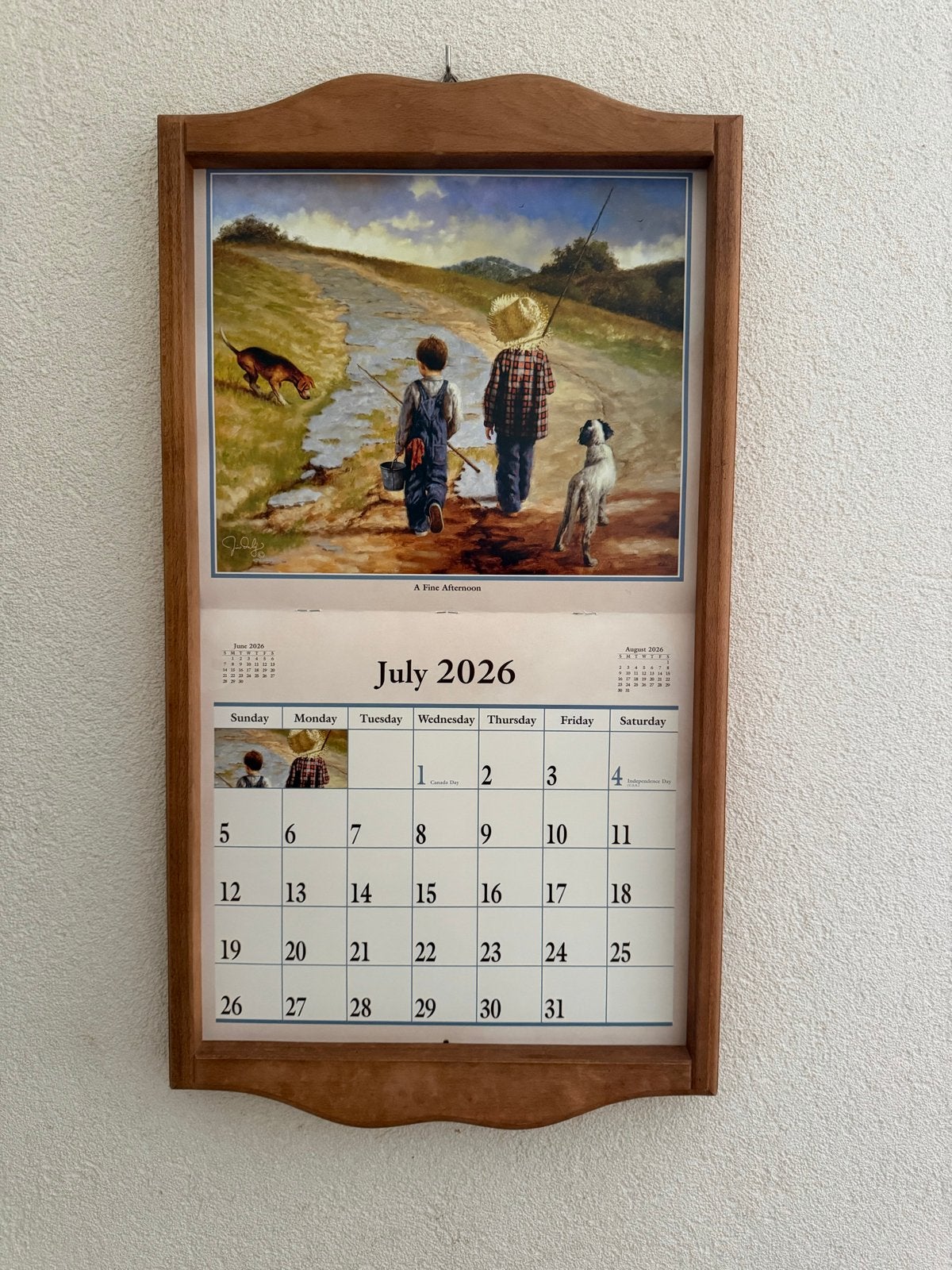 Kalender met houten lijst, Ophalen, Maandkalender