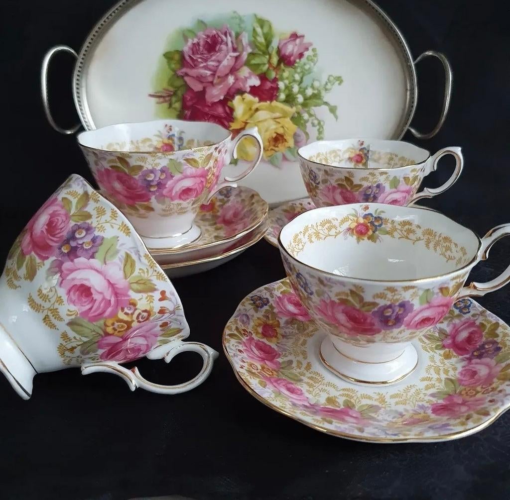 4 kop en schotels van Royal Albert ,Serena, Ophalen of Verzenden