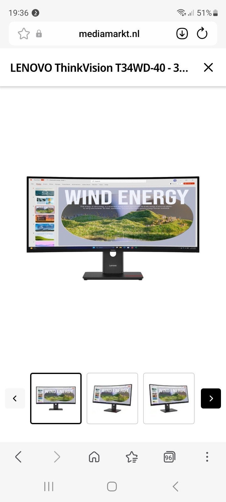 Lenovo ThinkVision T34WD-40 Ultrawide Monitor, Computers en Software, Monitoren, VA, Nieuw, HDMI, Ultrawide