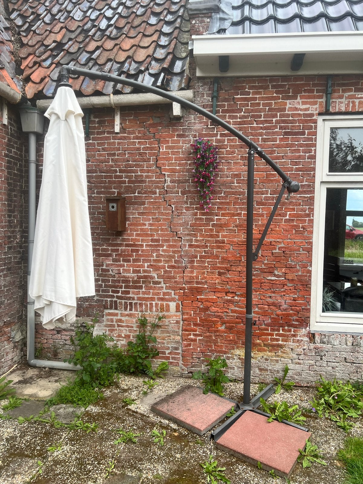 Zweefparasol 3 meter - Wit, Ophalen of Verzenden, Zo goed als nieuw, 2 tot 3 meter, Zweefparasol