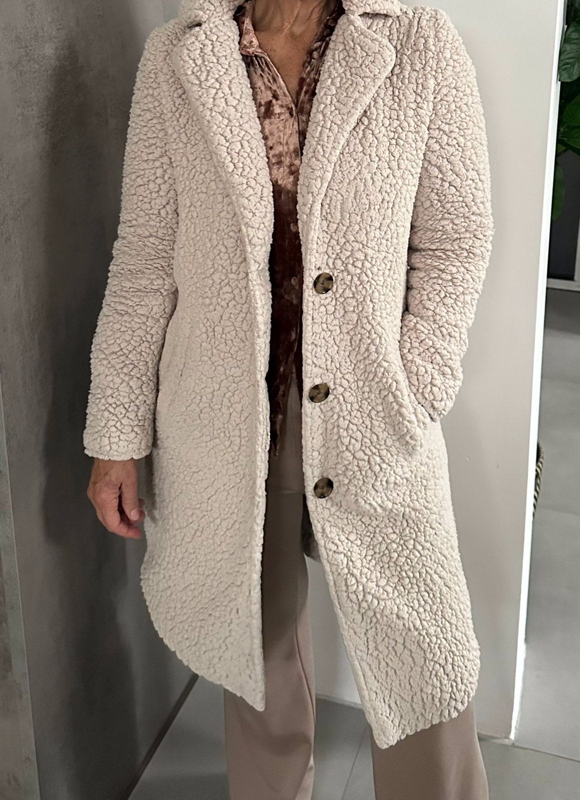 Damesjas Teddy, Ophalen of Verzenden, Gedragen, Maat 38/40 (M), Beige