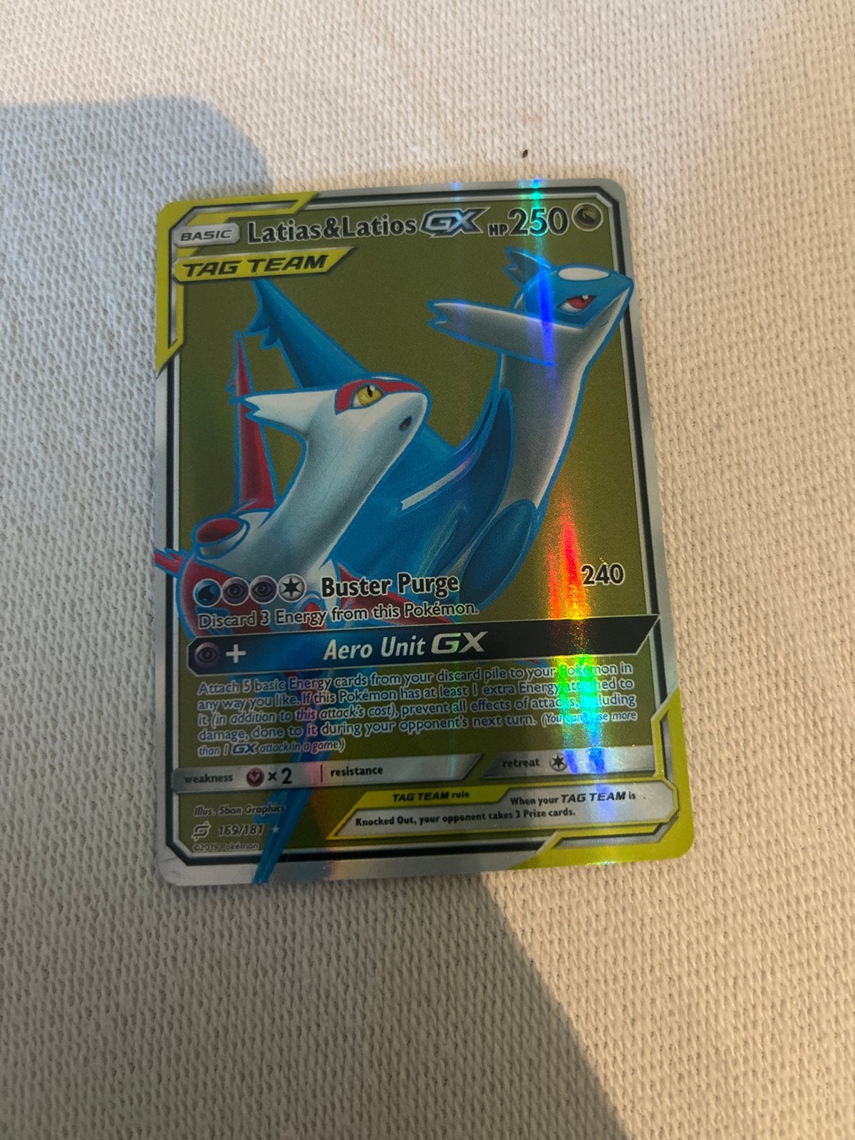 Latias & Latios GX Pokémon kaart - Geen schade/krassen, Verzenden, Zo goed als nieuw, Losse kaart, Foil