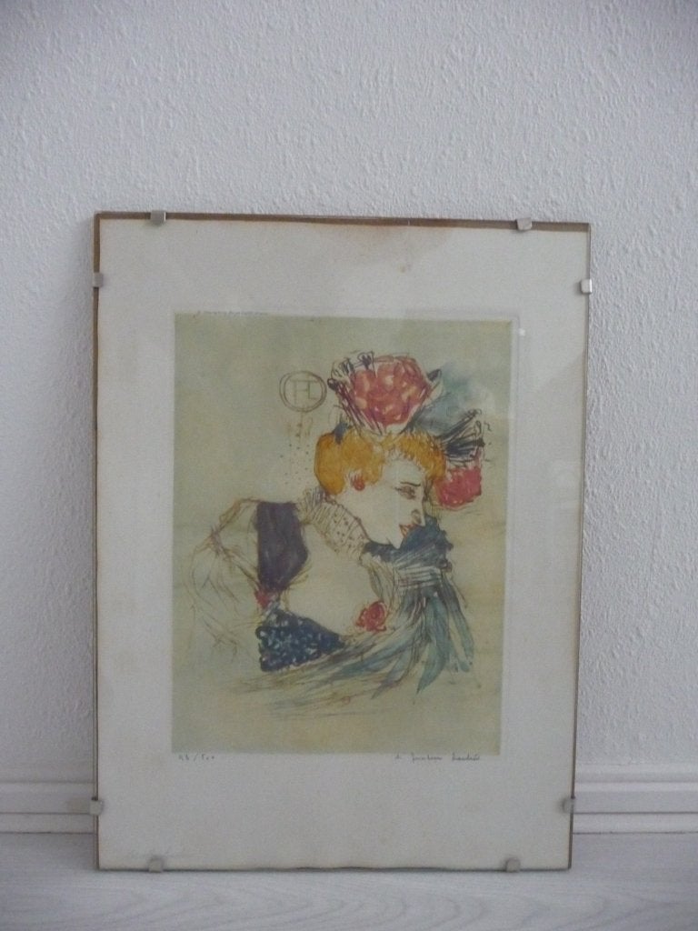 kleuren litho TOULOUSE LAUTREC - MARCELLE LENDER - (repro), Antiek en Kunst, Ophalen of Verzenden, Portret en Figuren