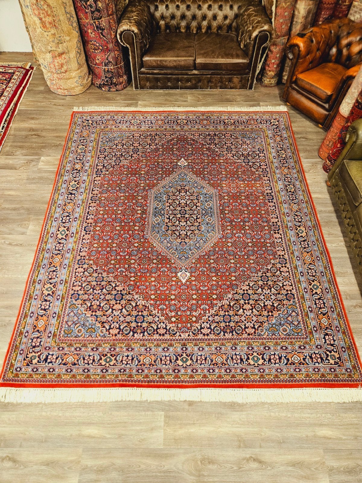Perzisch Handgeknoopt Bidjar Tapijt. prachtige kleuren, Perzisch, 200 cm of meer, Ophalen of Verzenden, Zo goed als nieuw