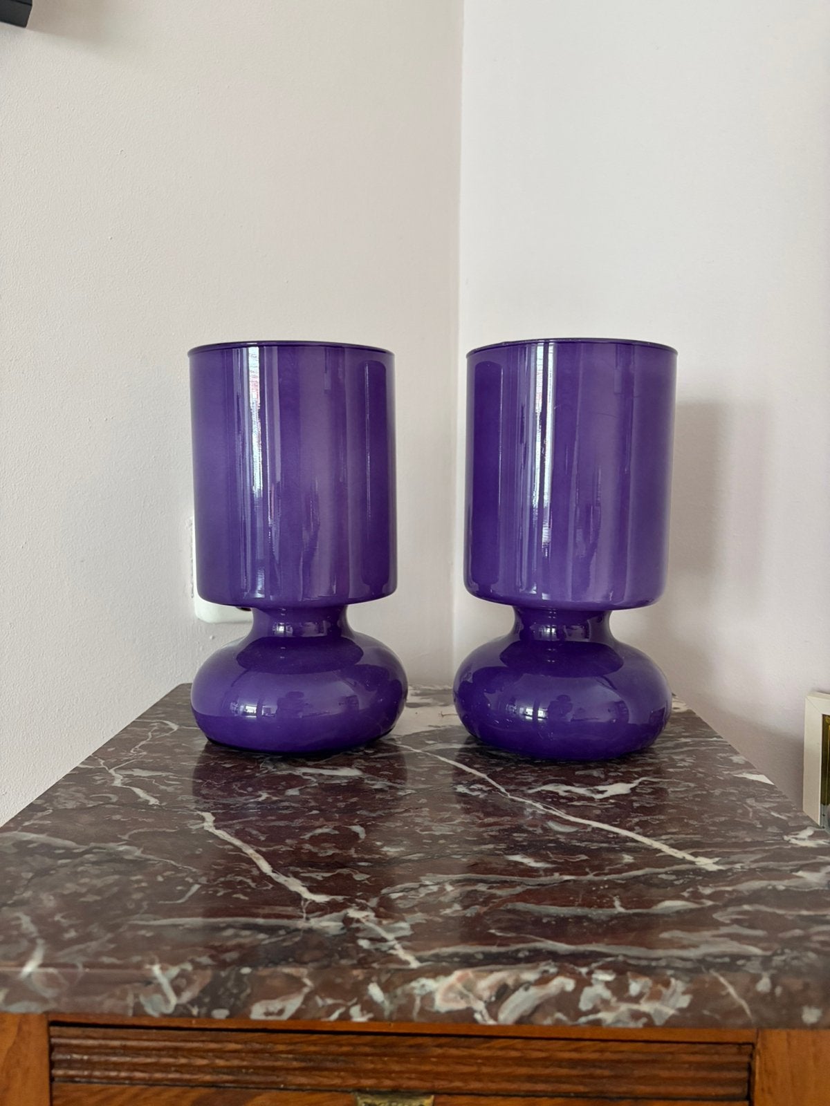 Lykta lamp ikea paars 2 stuks, Verzenden, Zo goed als nieuw, Glas