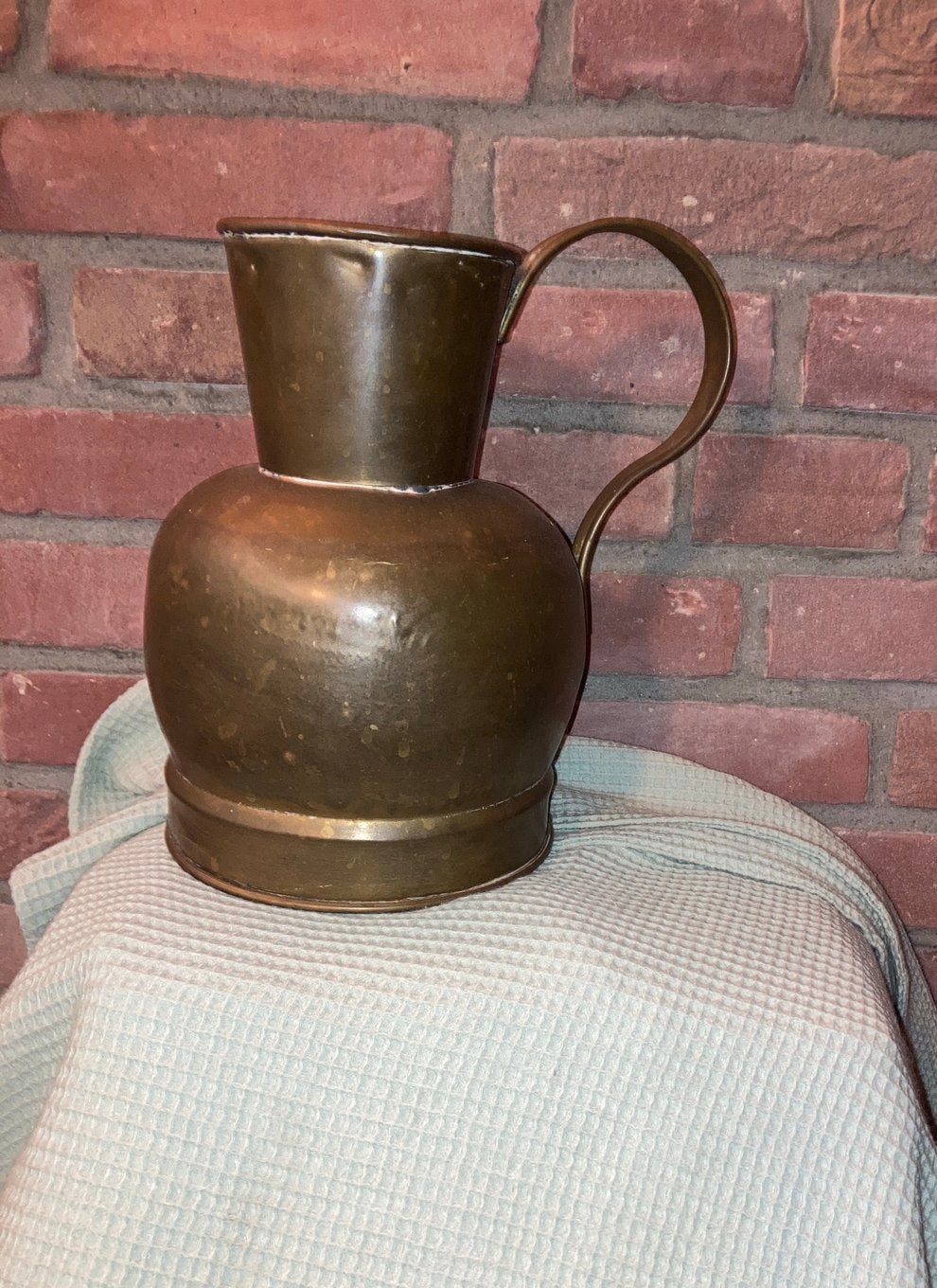 Antieke Koperen & Messing Kruik (30cm) - Handgehamerd, Antiek en Kunst, Ophalen of Verzenden, Koper