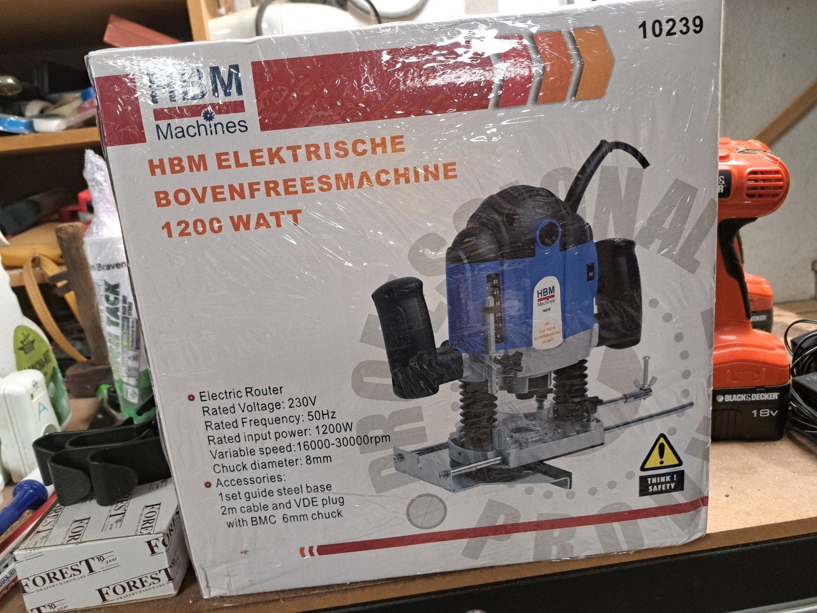 HBM Elektrische Bovenfreesmachine 1200W - Nieuw in doos, Nieuw, Ophalen of Verzenden, Bovenfrees, HBM Machines