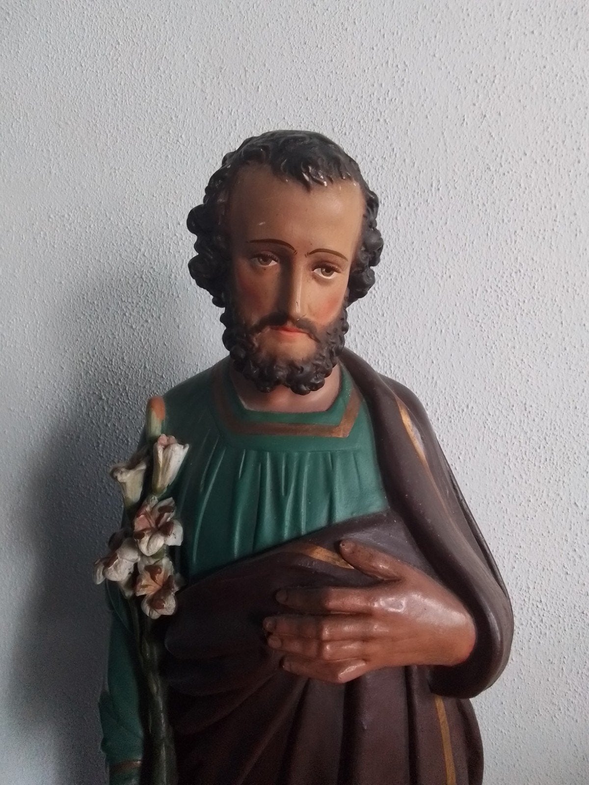 Groot kerkbeeld van Sint Jozef met lelies - 103 cm hoog, Ophalen