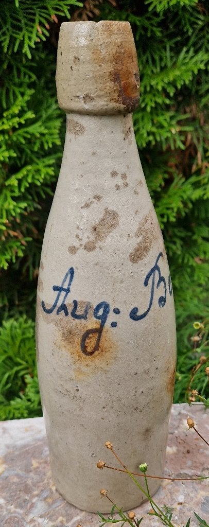 Antieke Steingut Bier of Limo kruik Aug. Boschan Otto Kiesel, Ophalen of Verzenden, Gebruikt, Verpakking