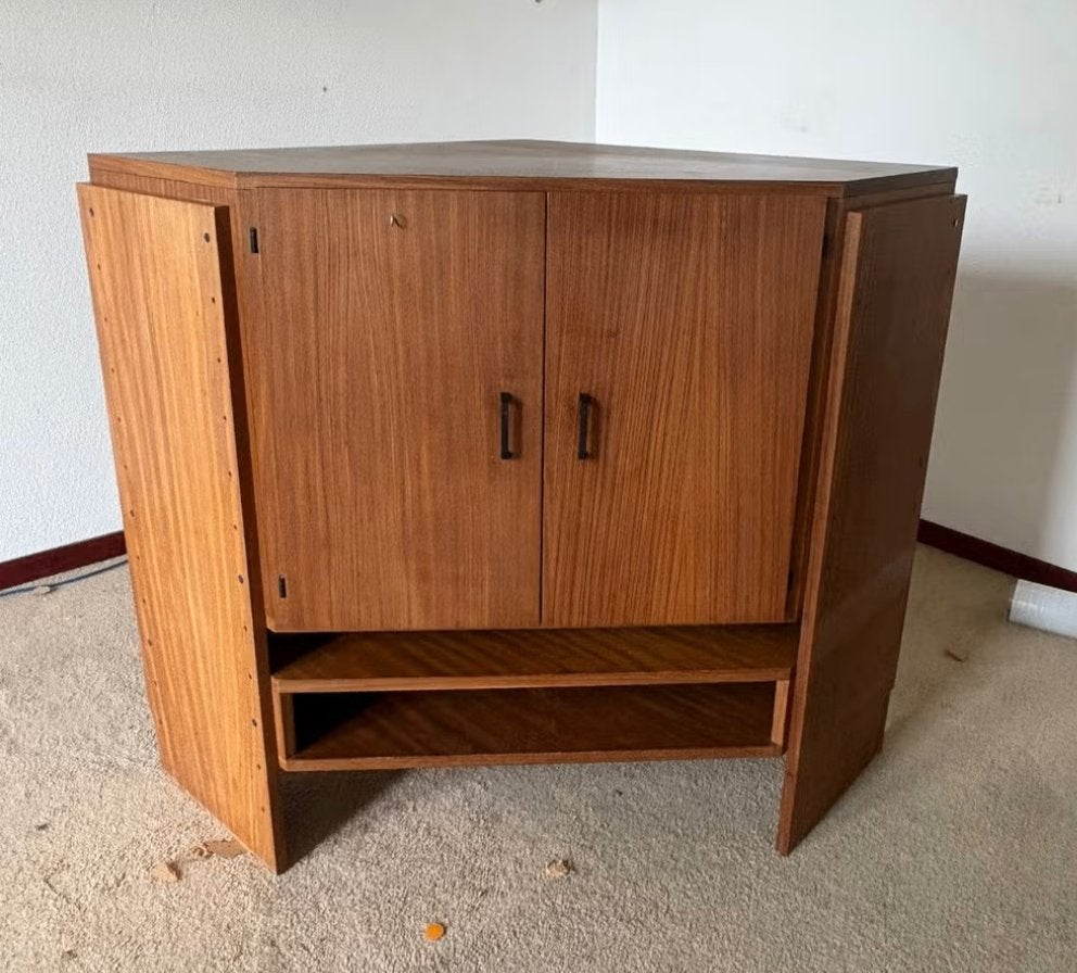 retro Simpla Lux hoekkast Deens design teak hout, Ophalen, Huis en Inrichting