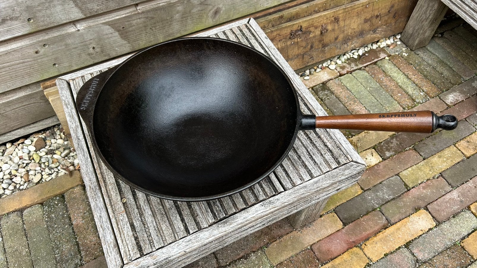 Skeppshult Wok 32cm Gietijzer, Ophalen, Zo goed als nieuw, Gietijzer, Wok