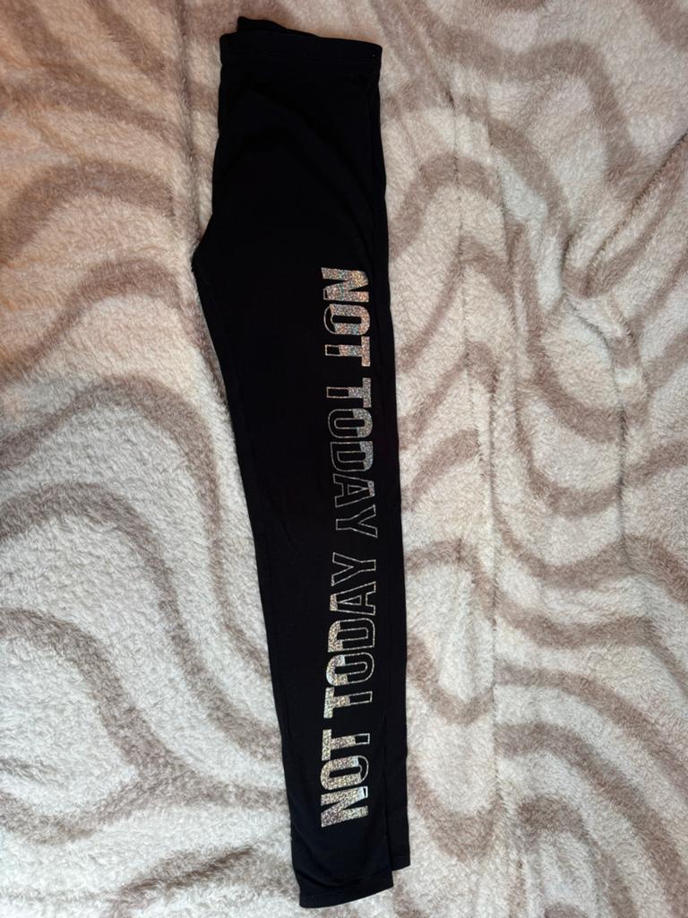 Zwarte legging met 'NOT TODAY' opdruk, Legging, Maat 36/38 (S), Zwart, Ophalen of Verzenden