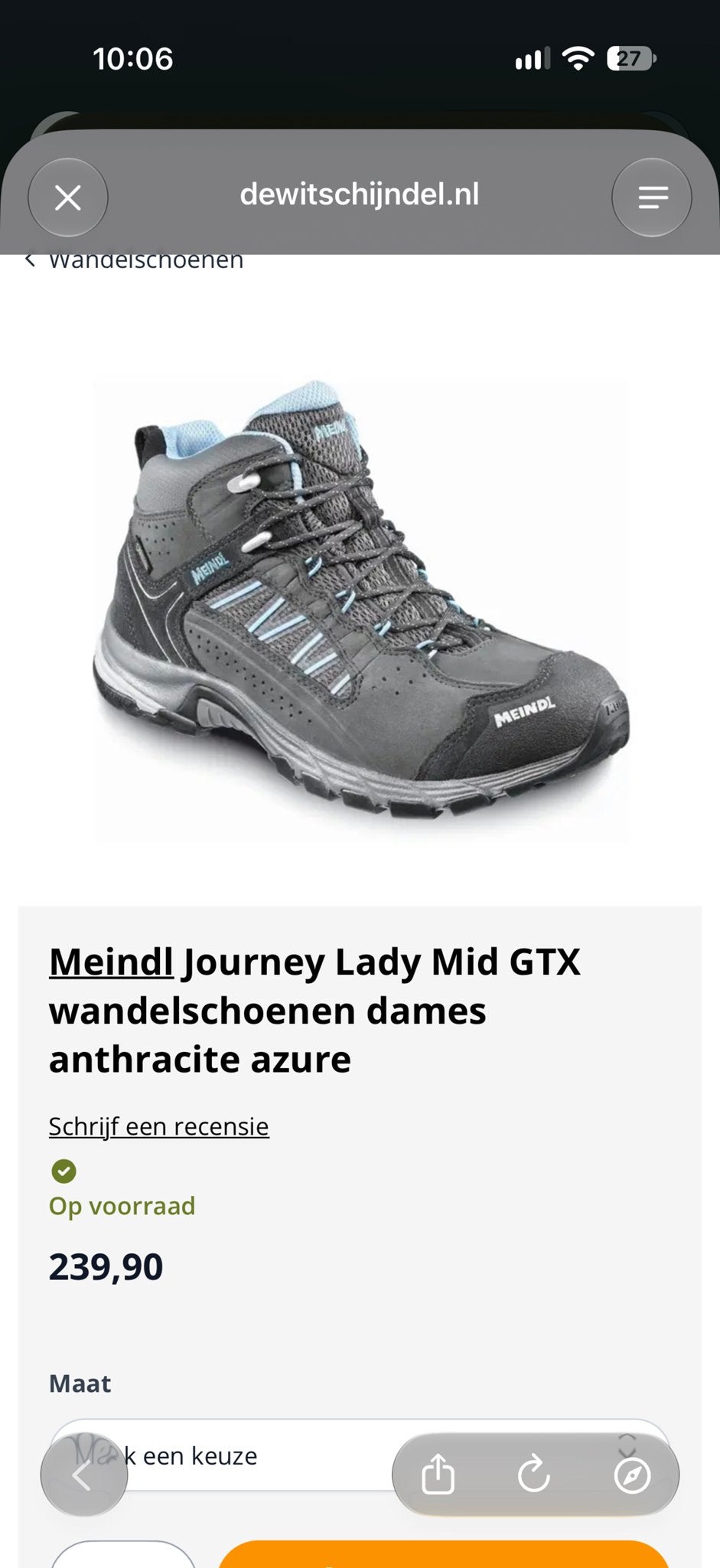 Meindl Journey Lady Mid GTX wandelschoenen dames UK 7, Ophalen of Verzenden, Zo goed als nieuw, Schoenen