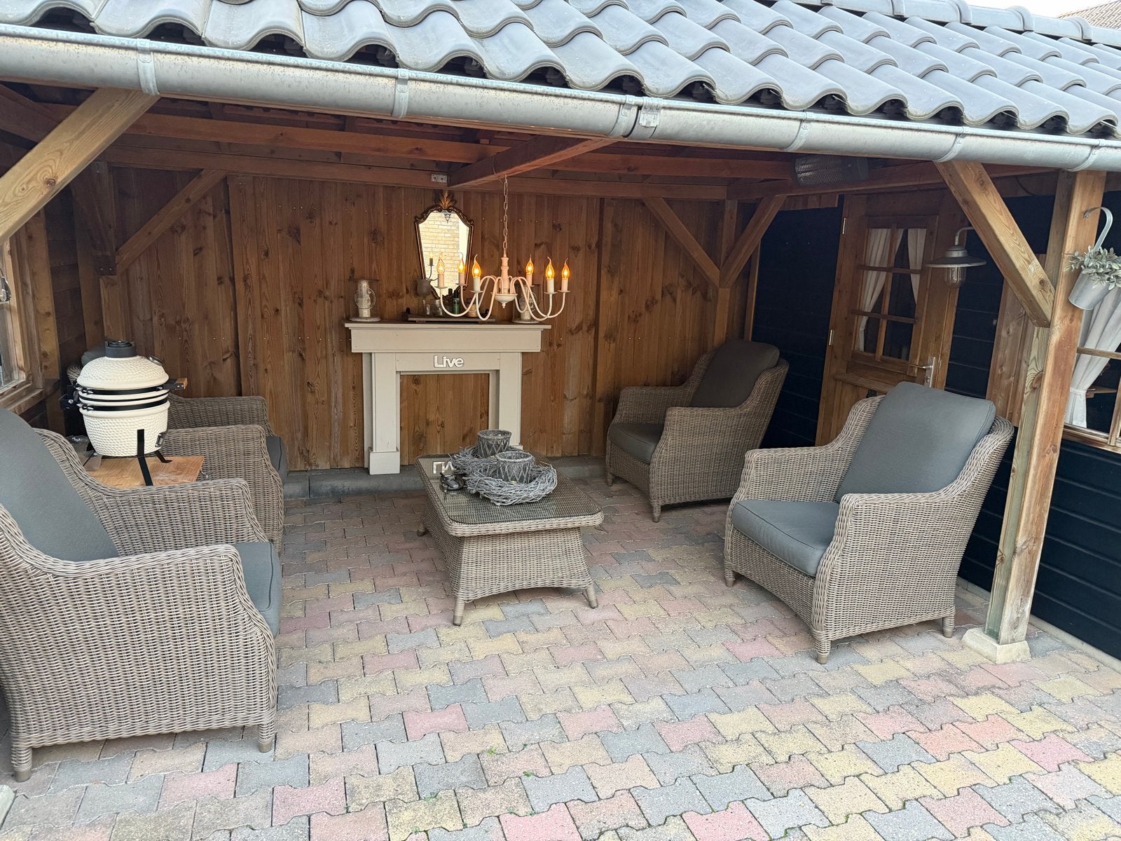 4 Seasons Outdoor tuinstoelen met grijze kussens, Tuin en Terras, Ophalen, Zo goed als nieuw, Kunststof