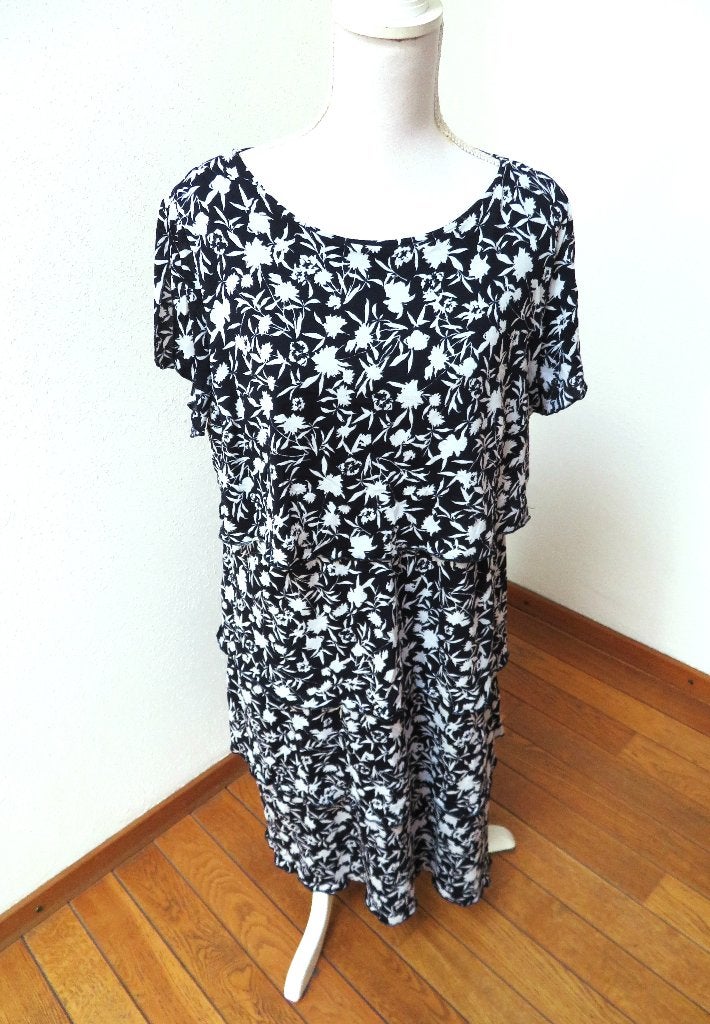 M19 BETTY BARCLAY aparte laagjes jurk blauw wit maat 46, Blauw, Maat 46/48 (XL) of groter, Betty Barclay, Nieuw
