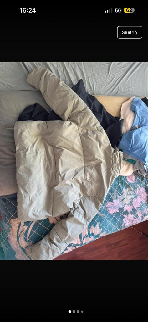 Zara pufferjack in beige - Maat L, Ophalen of Verzenden, Zo goed als nieuw, Maat 52/54 (L), Groen